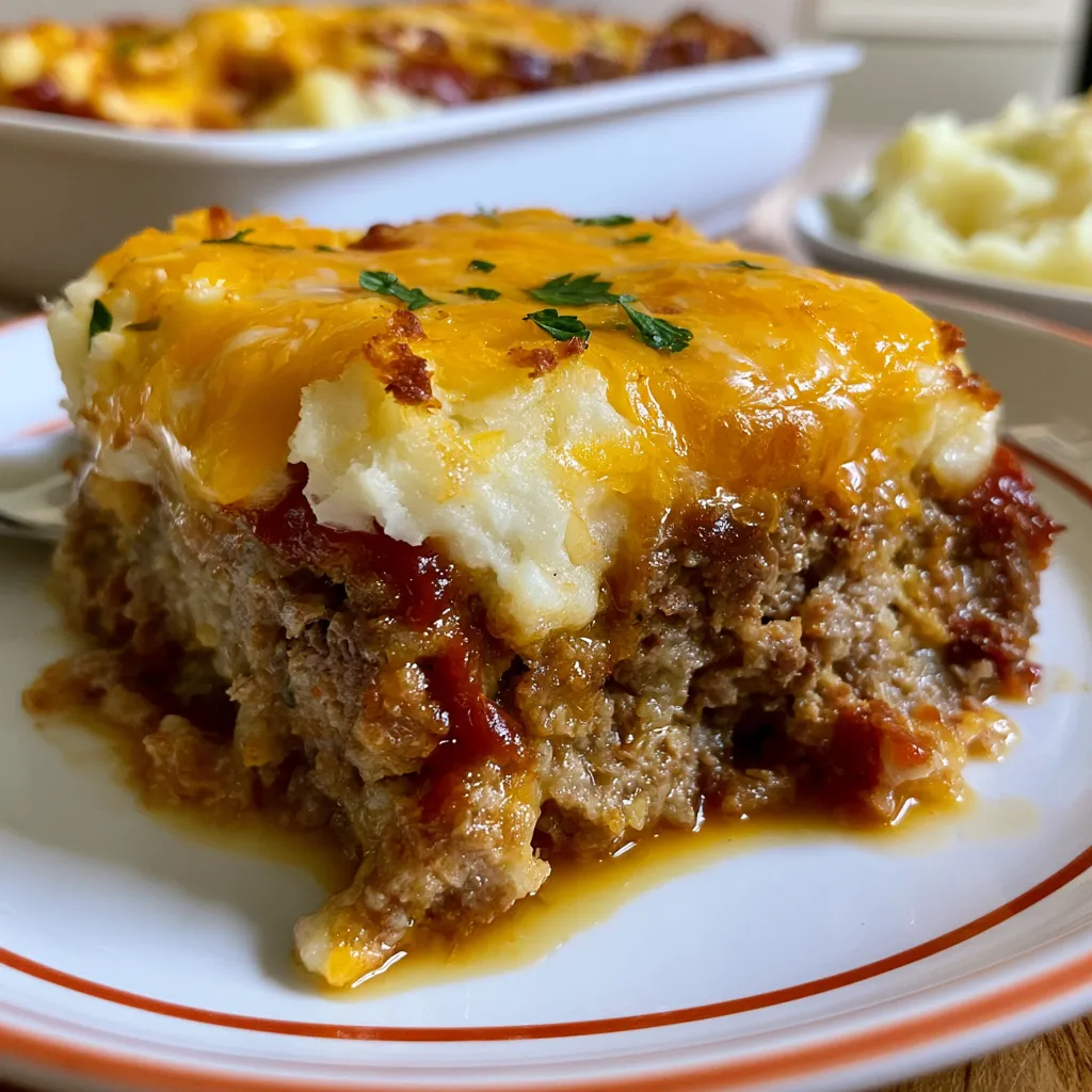 Meatloaf with Mashed Potatoes and Cheese