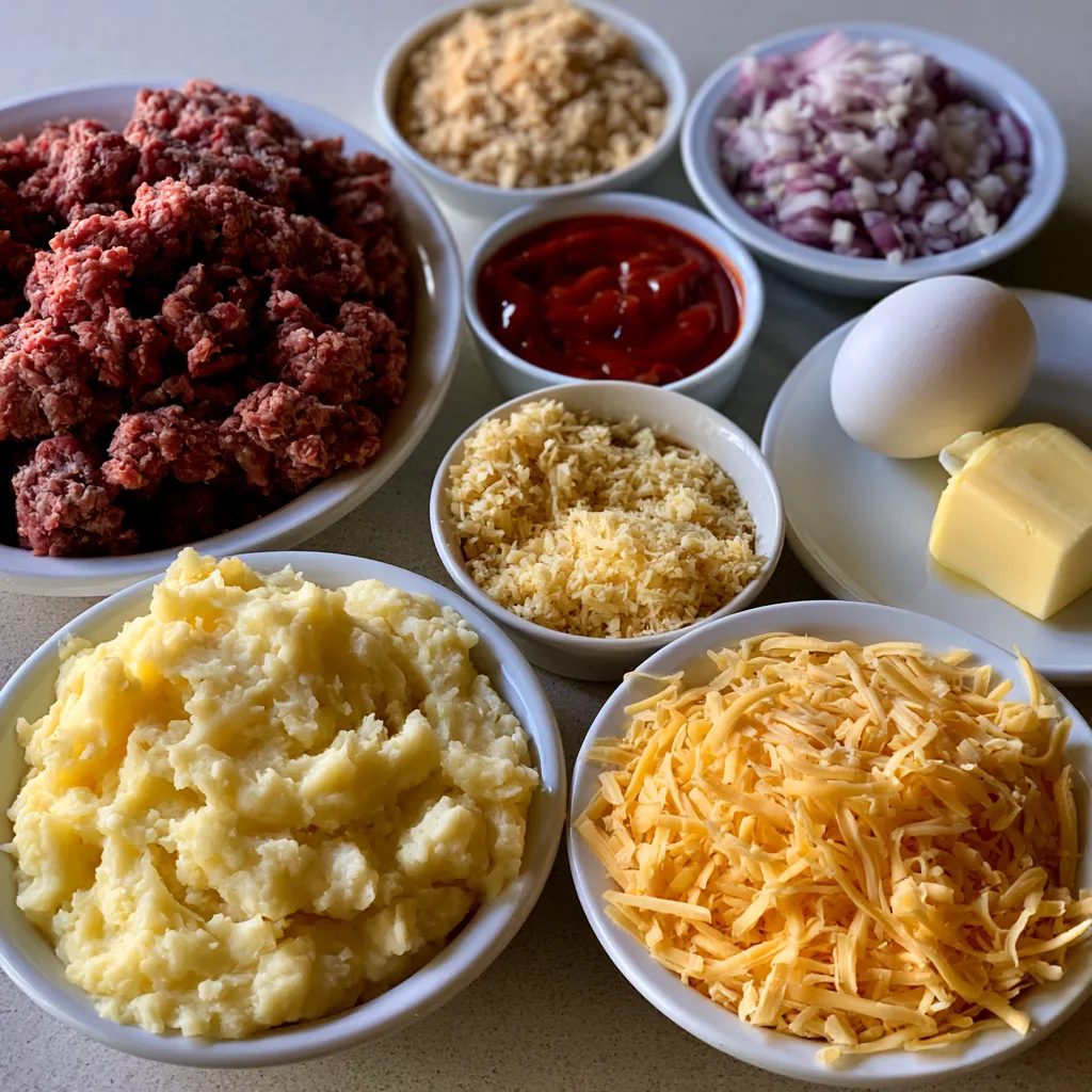 Meatloaf with Mashed Potatoes and Cheese