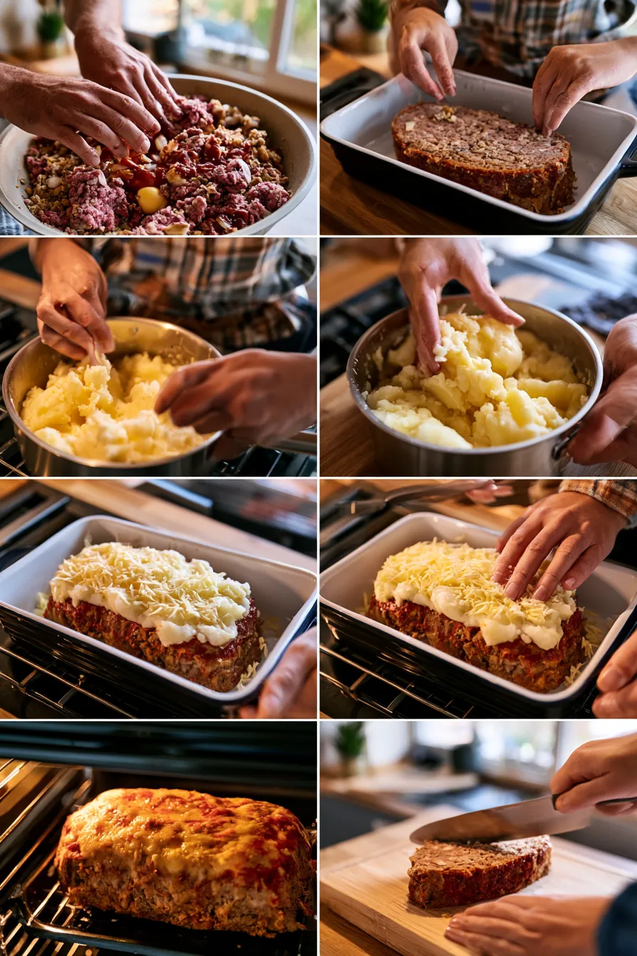 Meatloaf with Mashed Potatoes and Cheese