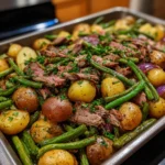 One Pan Smoked Beef, Green Beans, and Potatoes