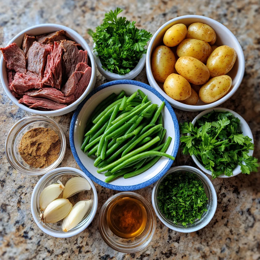 One Pan Smoked Beef, Green Beans, and Potatoes
