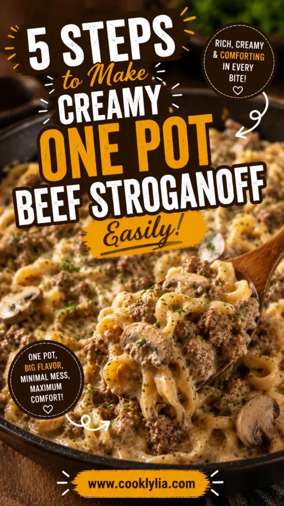 One Pot Beef Stroganoff