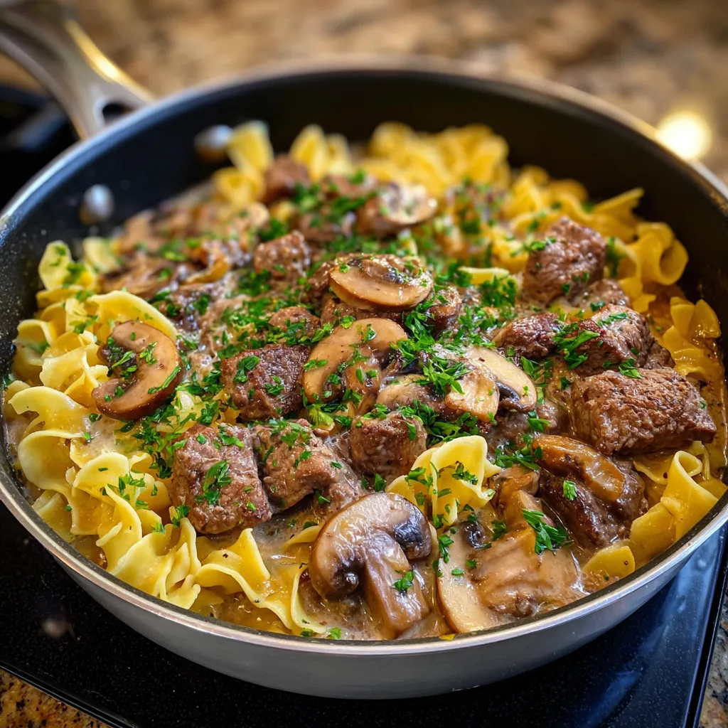 One Pot Beef Stroganoff
