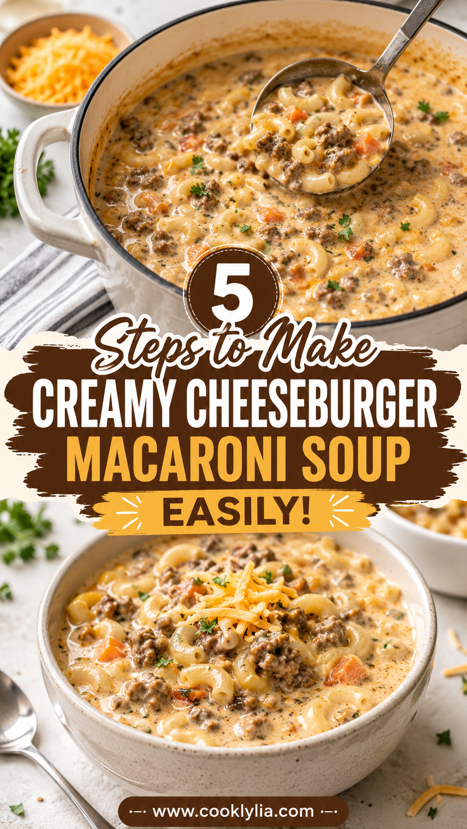 One-Pot Creamy Cheeseburger Macaroni Soup