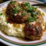 Salisbury Steak Meatballs with Garlic Herb Mashed Potatoes