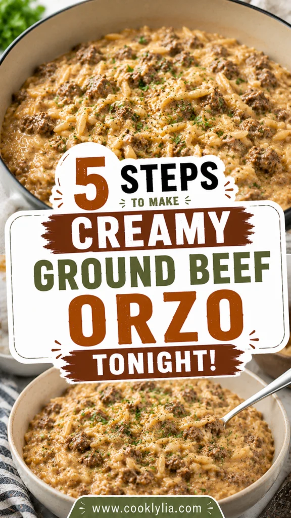 Savory Ground Beef Orzo in Creamy Tomato Sauce