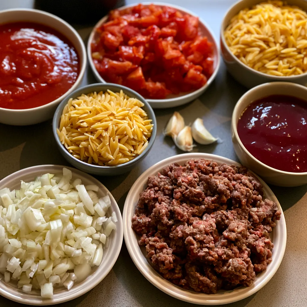 Savory Ground Beef Orzo in Creamy Tomato Sauce