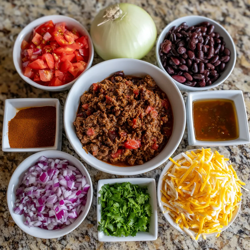 Shredded beef chili con carne