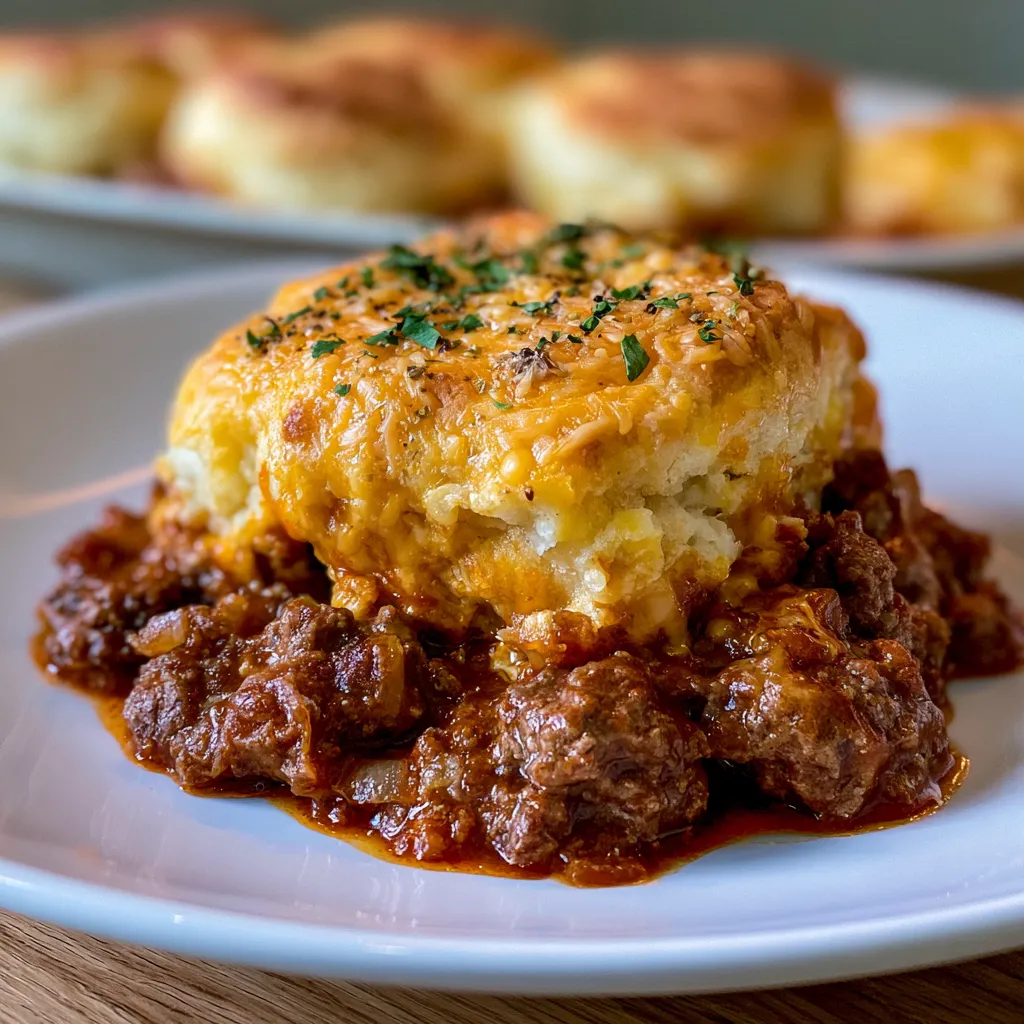 Sloppy Joe Cheddar Bay Biscuit Casserole