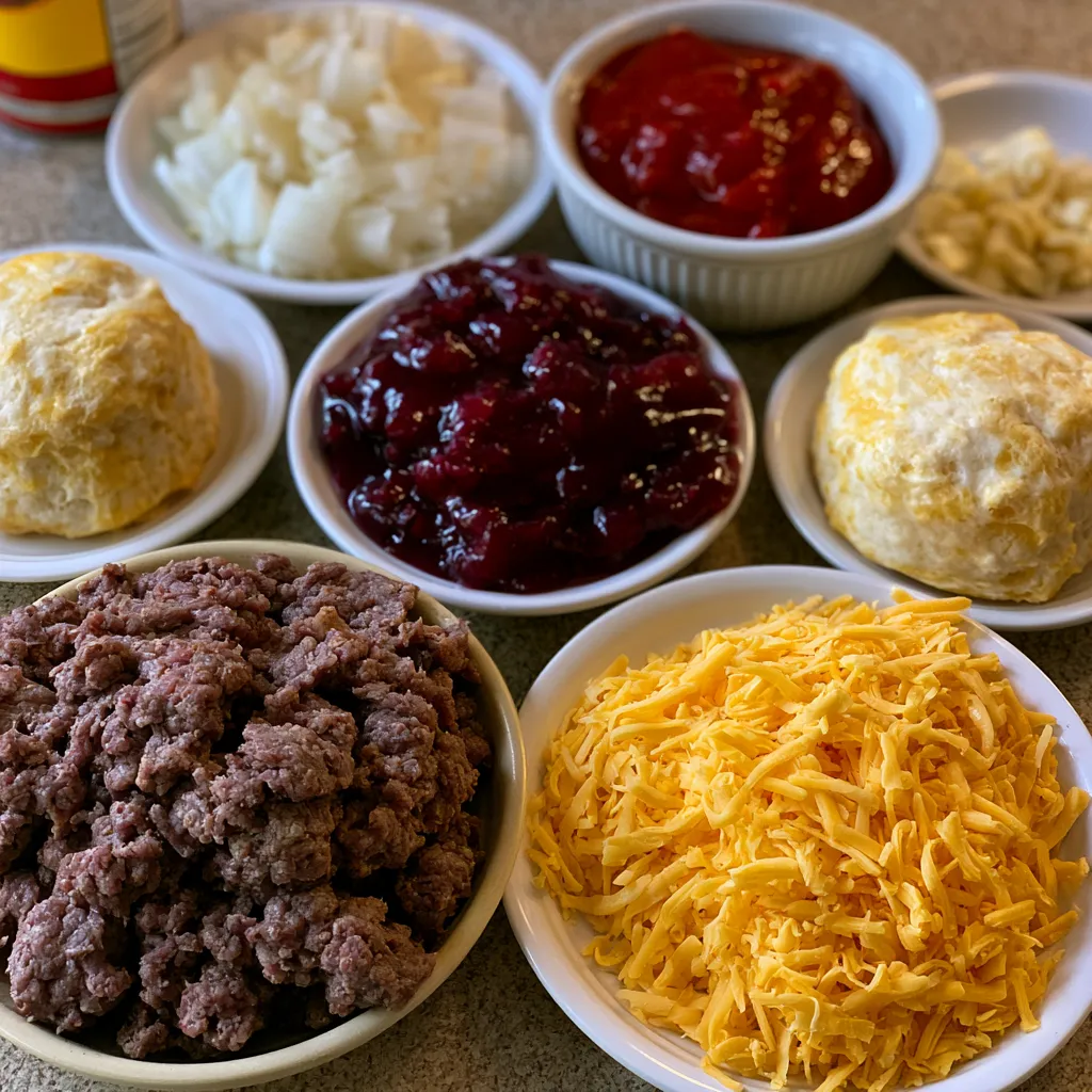 Sloppy Joe Cheddar Bay Biscuit Casserole