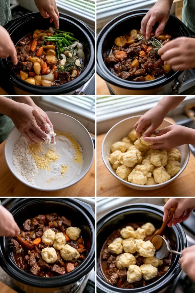 Slow Cooker Beef Stew and Dumplings