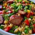 Smoked Beef and Pepper Rice Skillet
