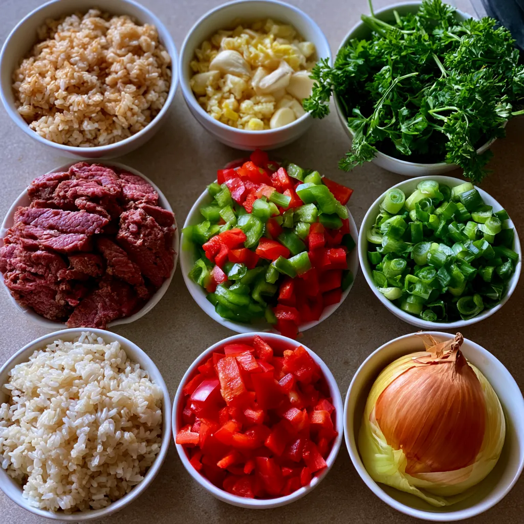 Smoked Beef and Pepper Rice Skillet
