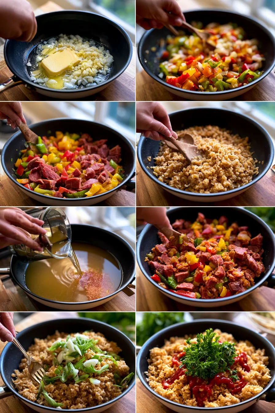 Smoked Beef and Pepper Rice Skillet