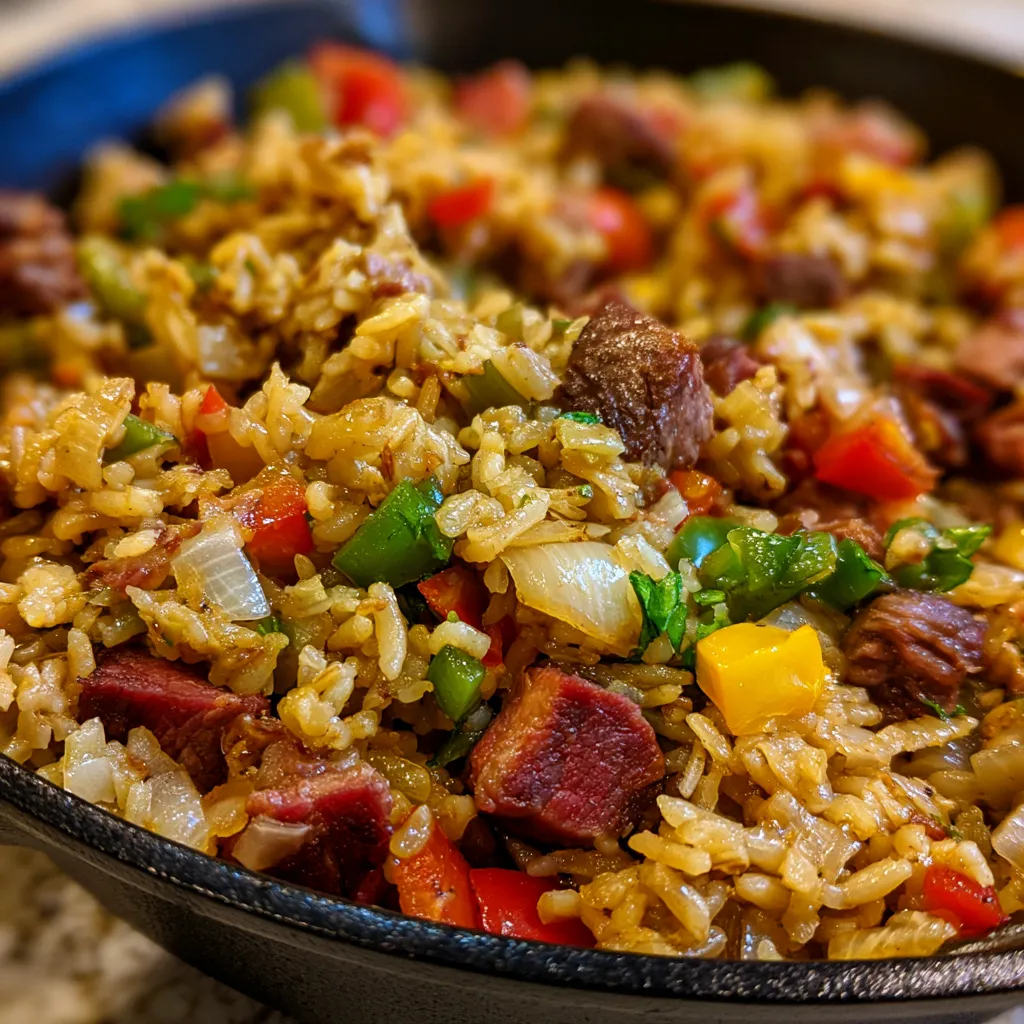Smoked Beef and Rice Skillet