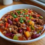 Spicy Beef Chili with Diced Veggies