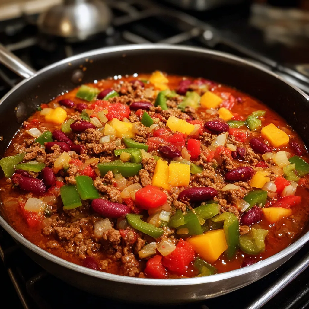 Spicy Beef Chili with Diced Veggies