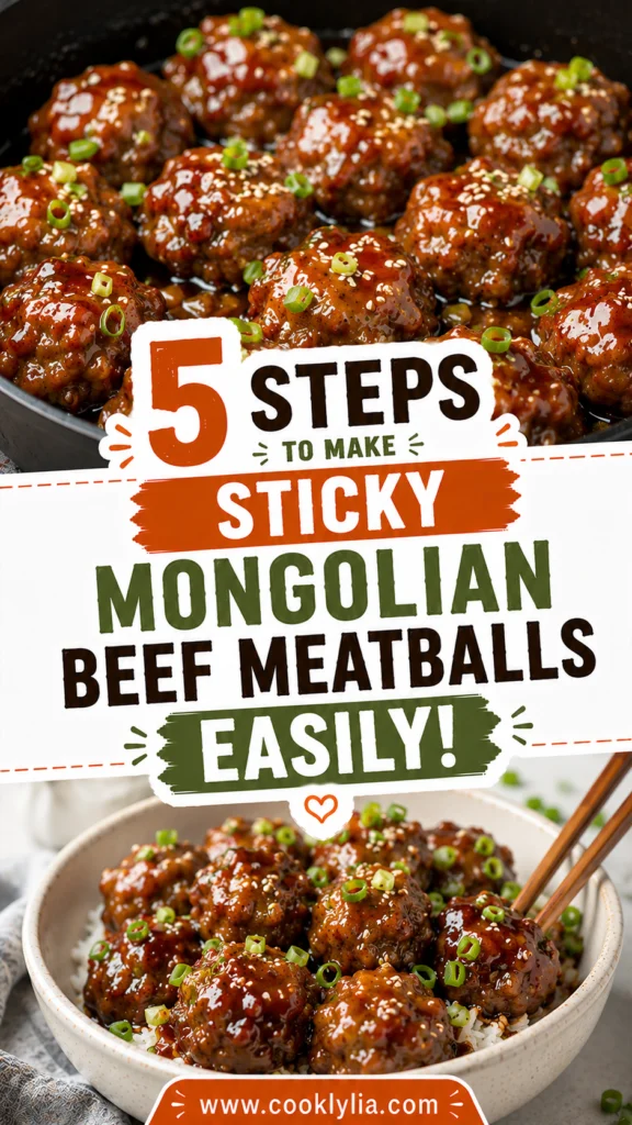 Sticky Mongolian Beef Meatballs