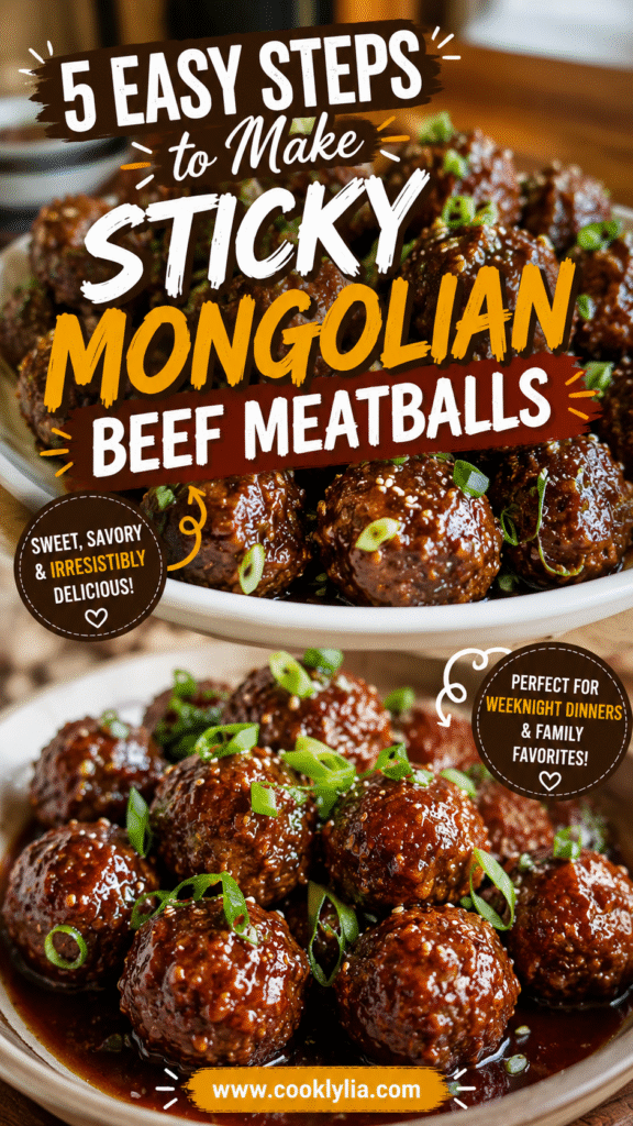 Sticky Mongolian Beef Meatballs
