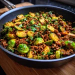 Sweet Chili Ground Beef and Brussels Sprouts