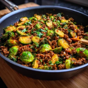 Sweet Chili Ground Beef and Brussels Sprouts