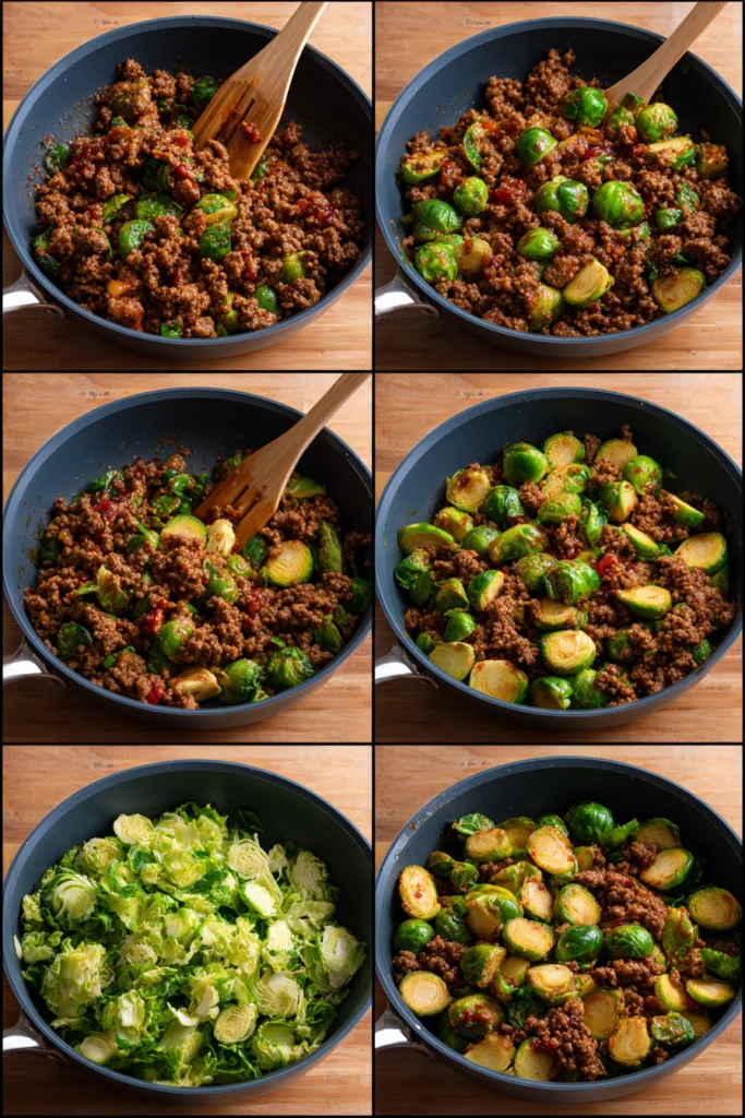 Sweet Chili Ground Beef and Brussels Sprouts