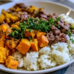 Sweet Potato Ground Beef Bowl