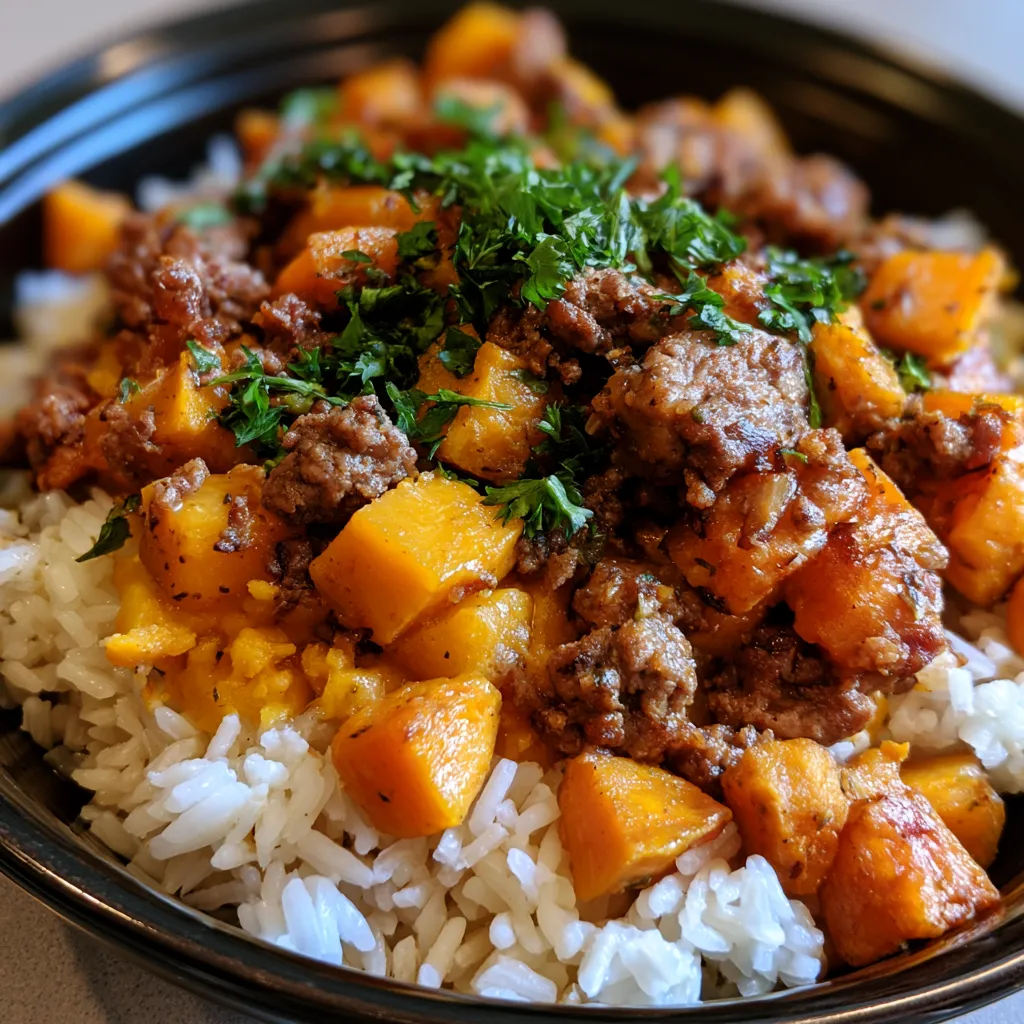 Sweet Potato Ground Beef Bowl