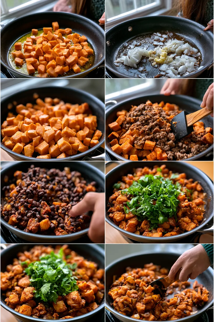 Tex-Mex Sweet Potato Hash with Ground Beef
