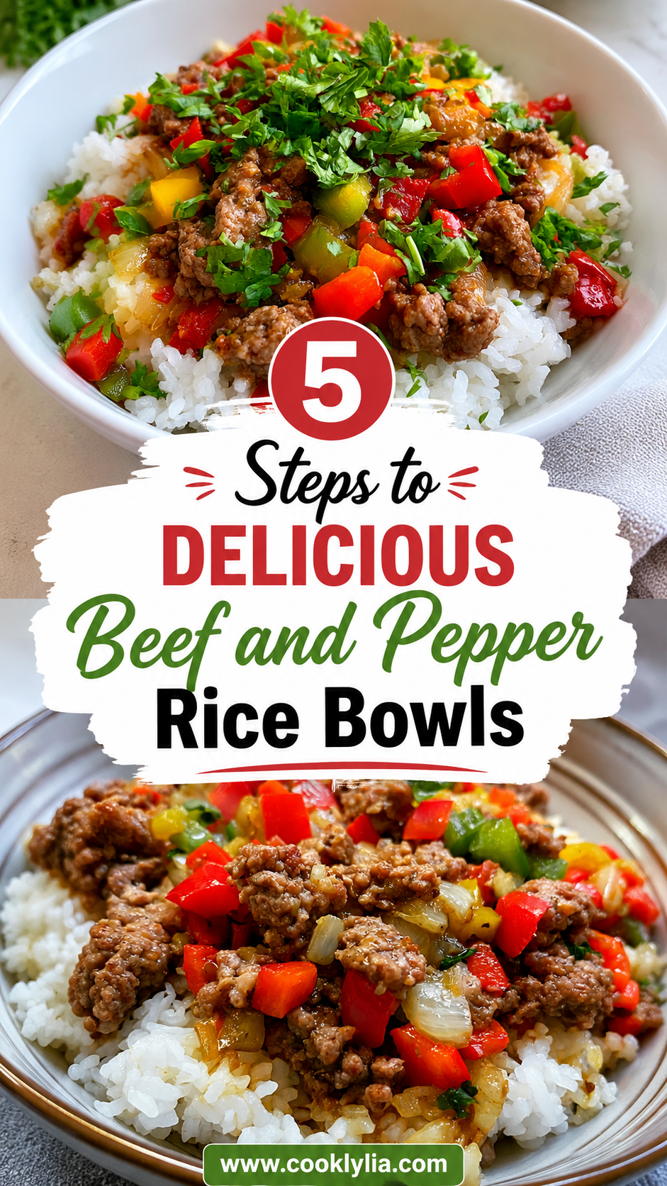 Beef and Pepper Rice Bowls