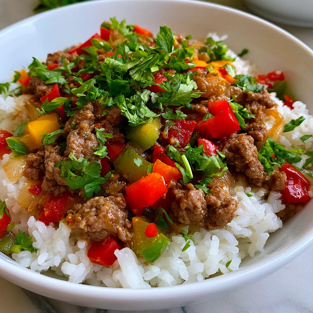 Beef and Pepper Rice Bowls