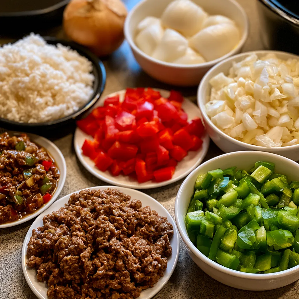 Beef and Pepper Rice Bowls