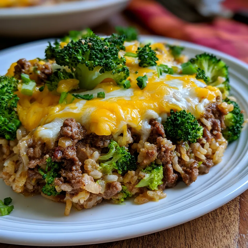 Beefy Broccoli Rice Casserole