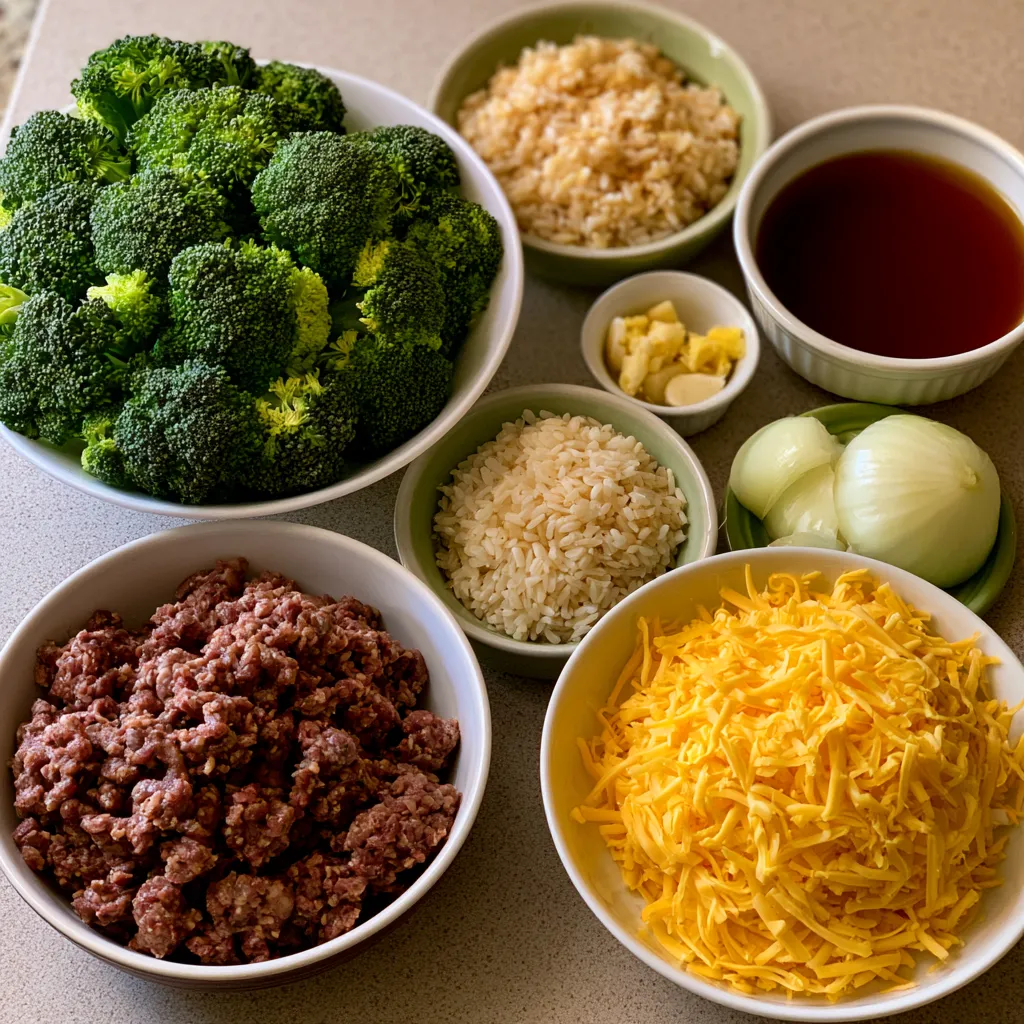 Beefy Broccoli Rice Casserole