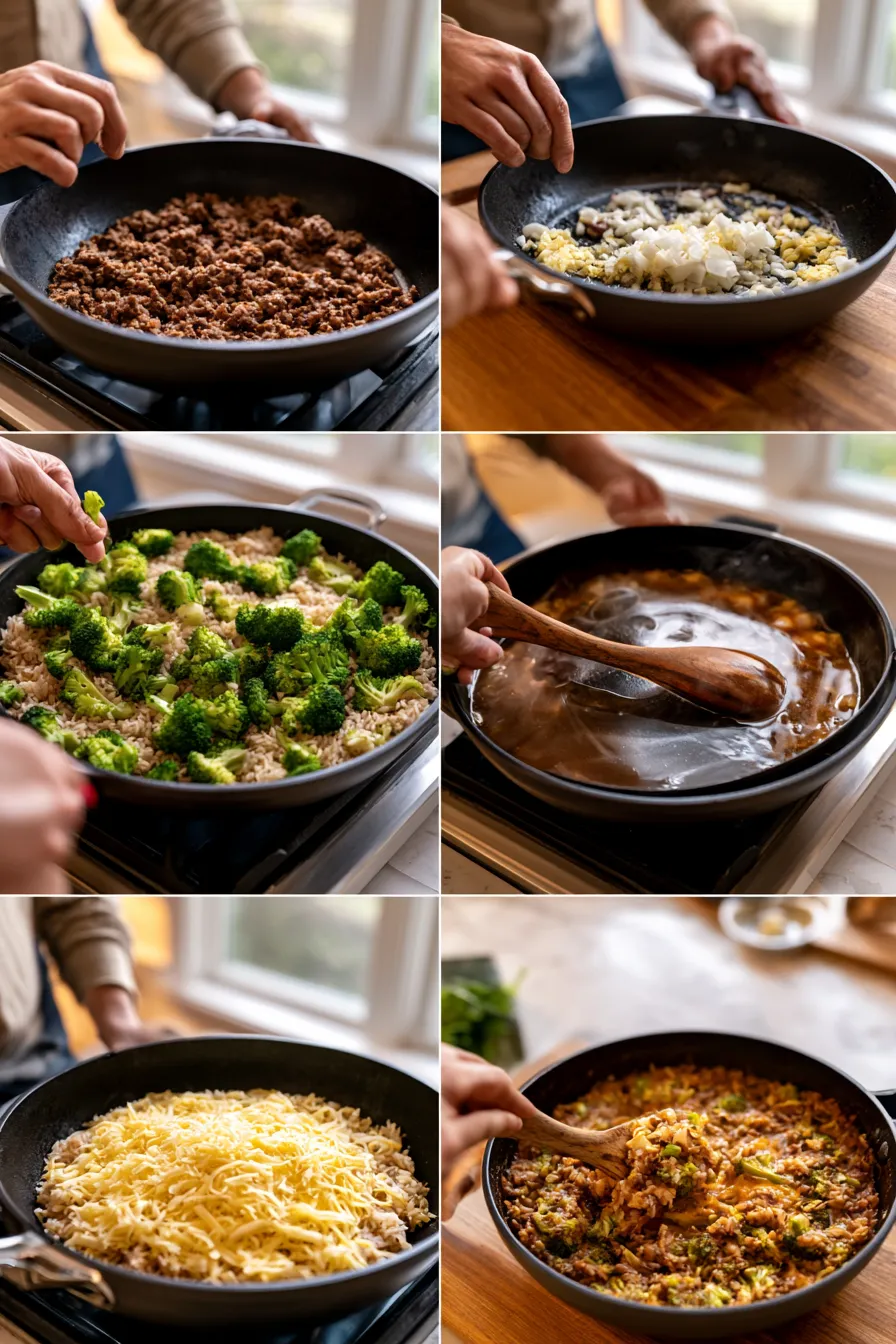 Beefy Broccoli Rice Casserole