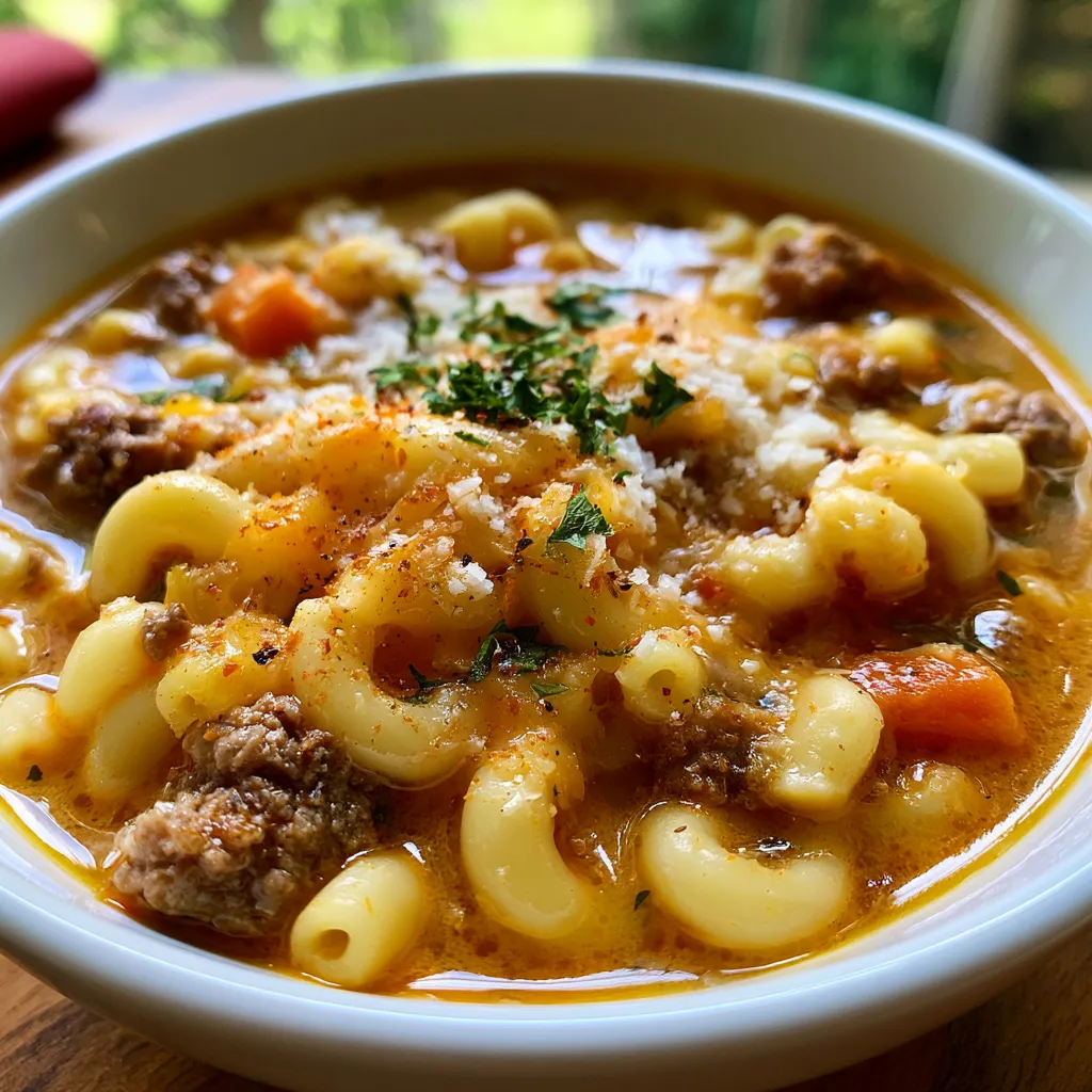 Cheeseburger Macaroni Soup