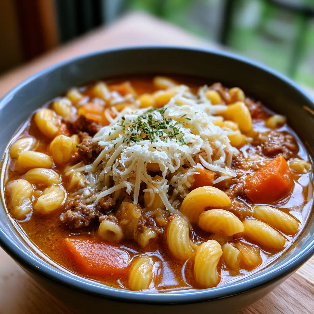 Cheeseburger Macaroni Soup