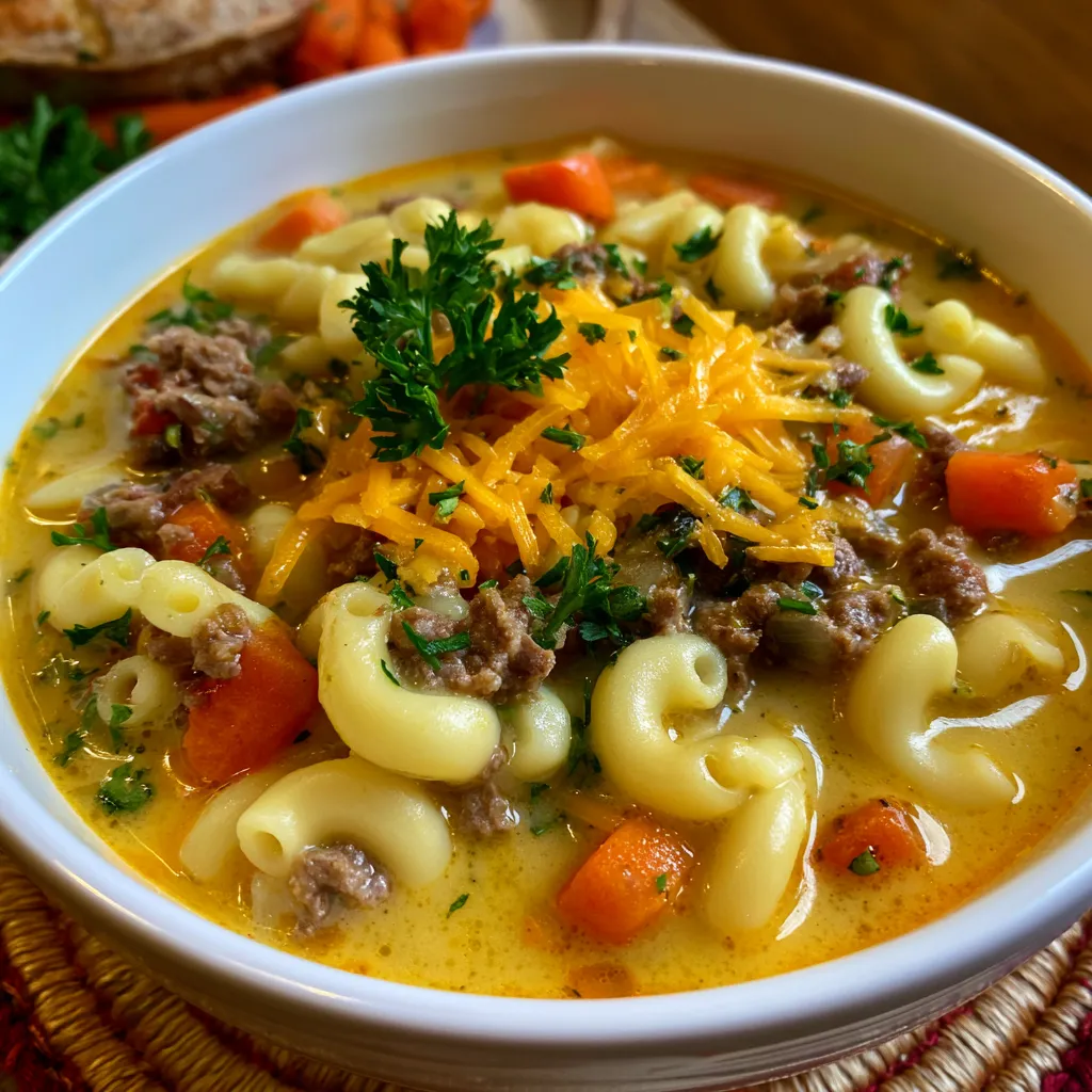 Cheeseburger Macaroni Soup