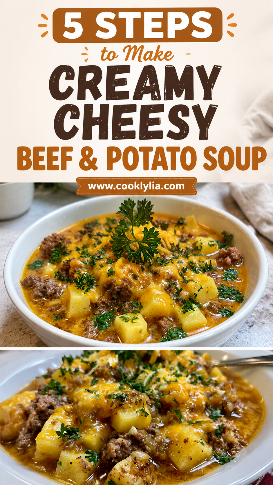 Cheesy Beef & Potato Soup