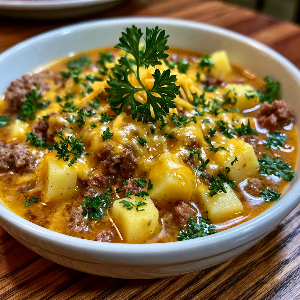Cheesy Beef & Potato Soup