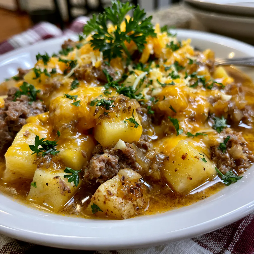 Cheesy Beef & Potato Soup
