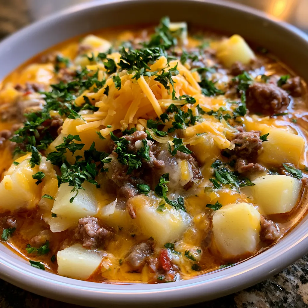 Cheesy Beef & Potato Soup