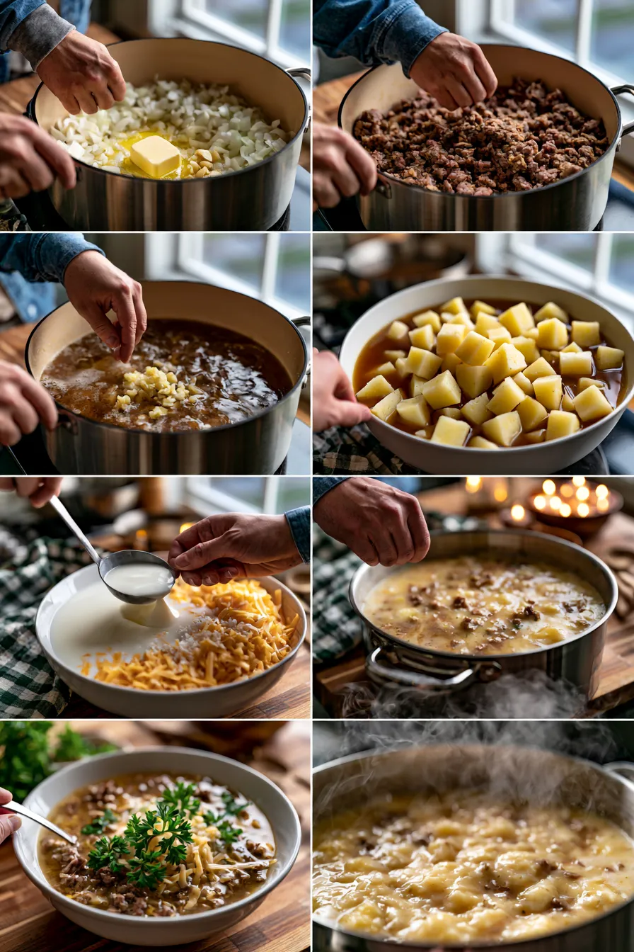 Cheesy Beef & Potato Soup