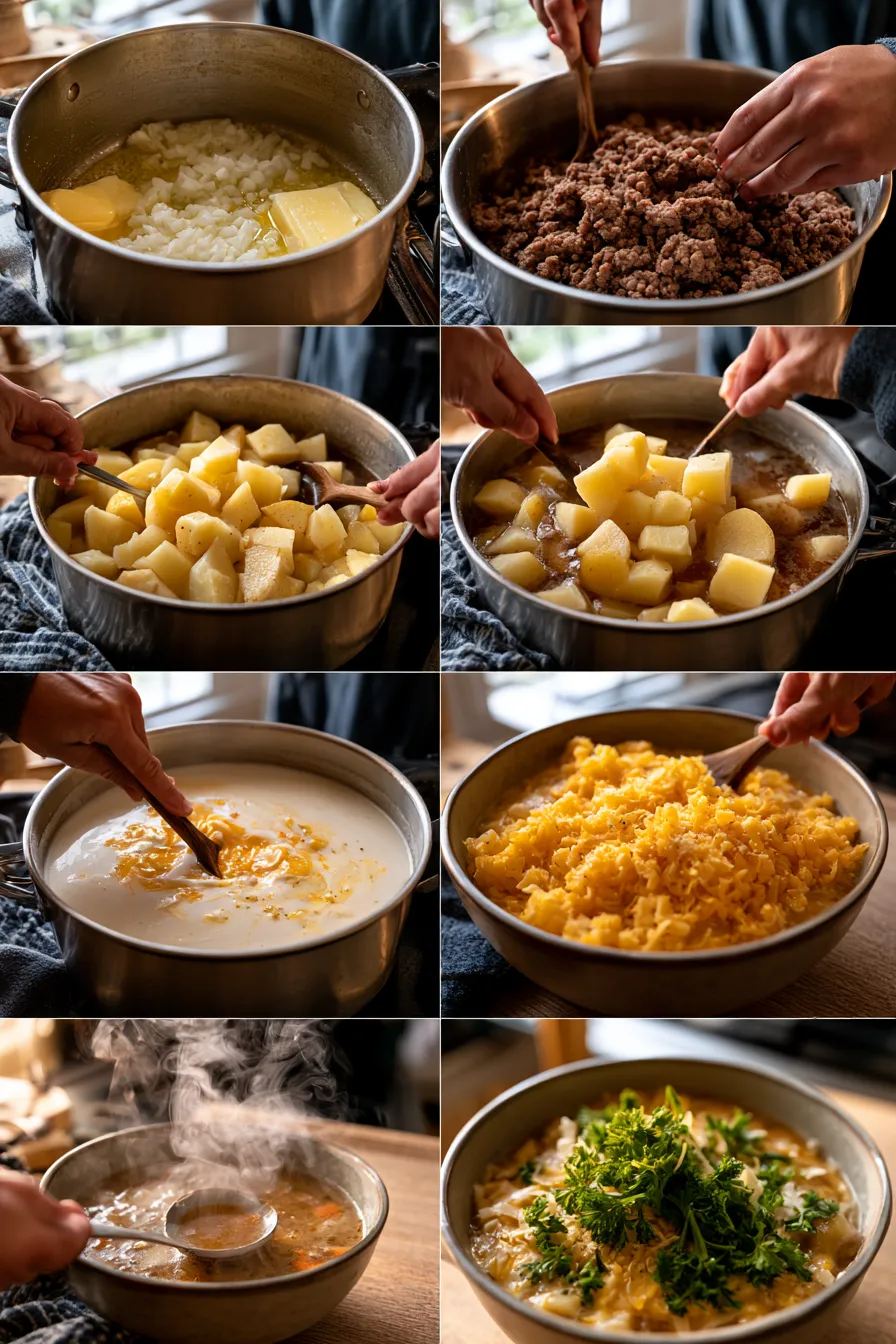 Cheesy Beef & Potato Soup