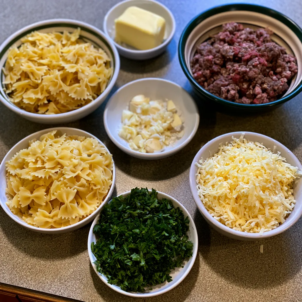 Cheesy Beef and Bowtie Pasta