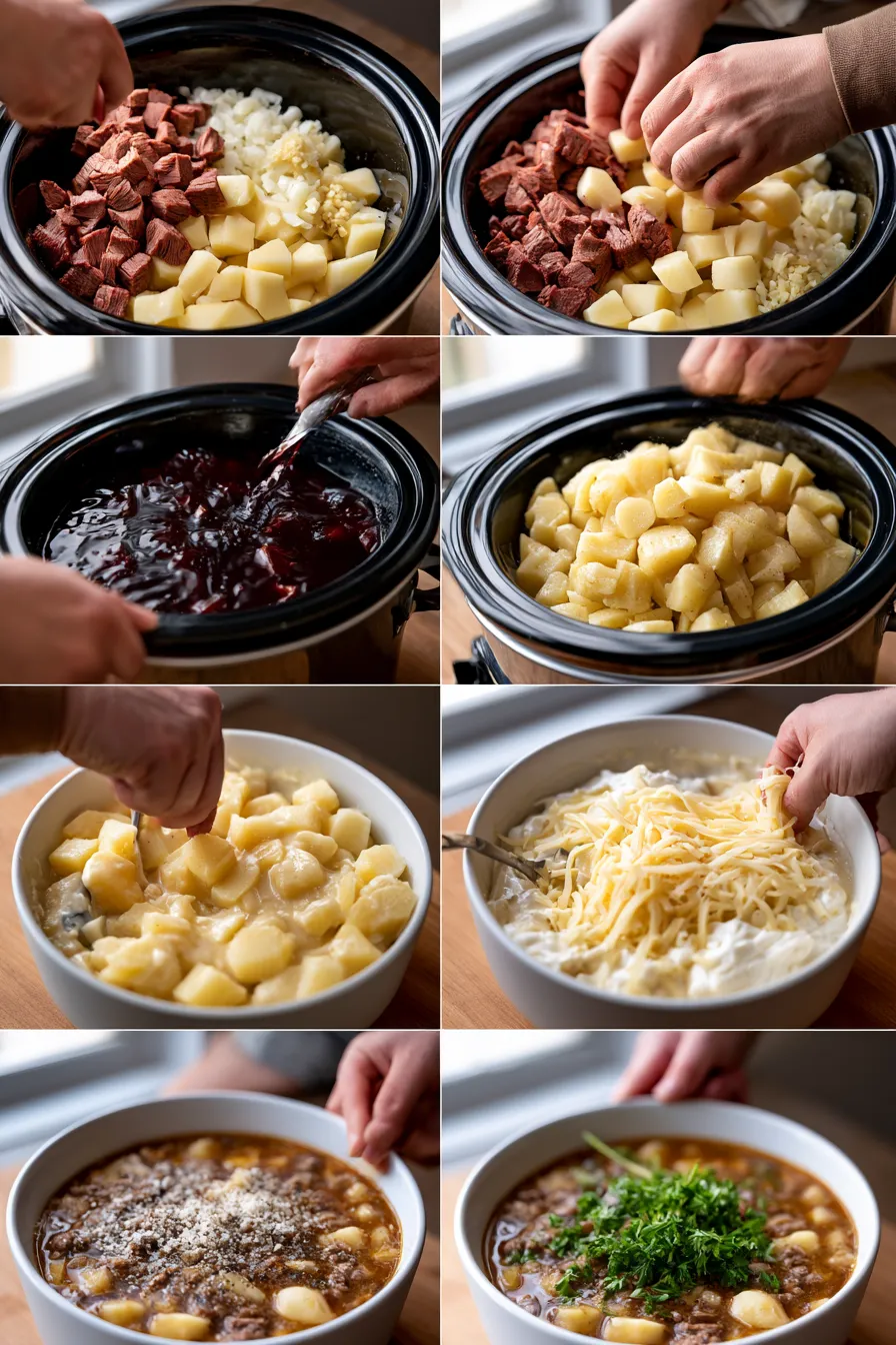 Cheesy Crock Pot Hamburger Potato Soup