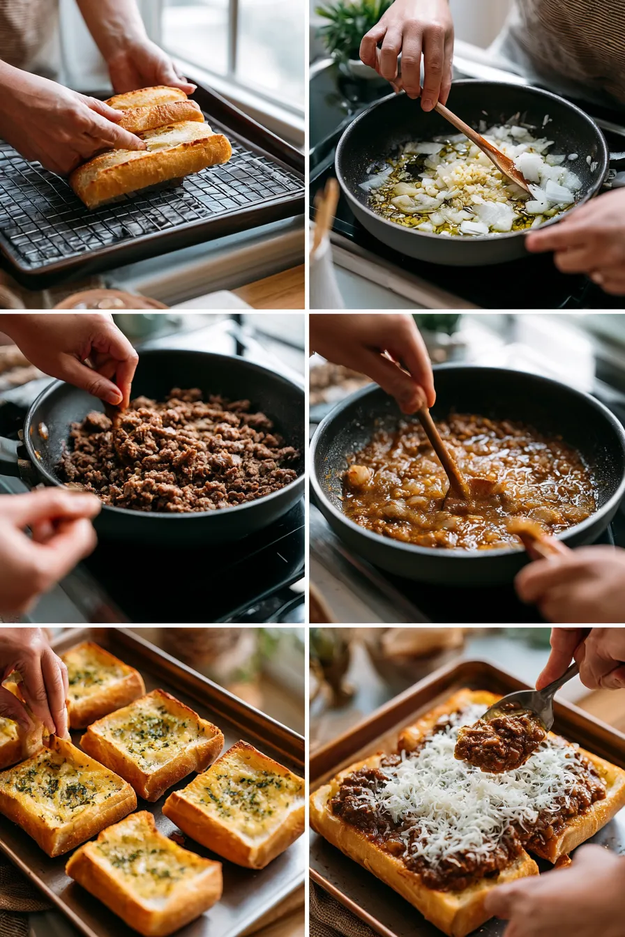 Cheesy Garlic Bread Sloppy Joe Melts