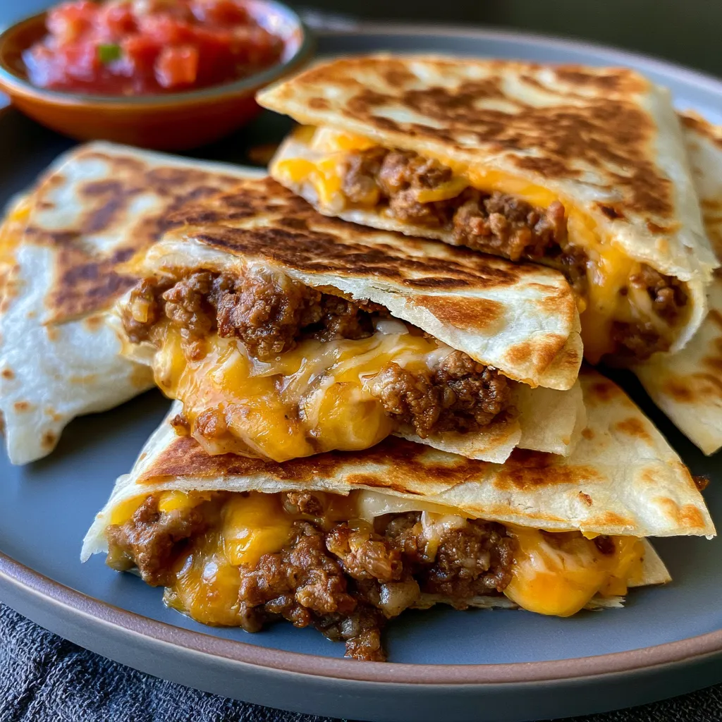 Cheesy Ground Beef Quesadillas