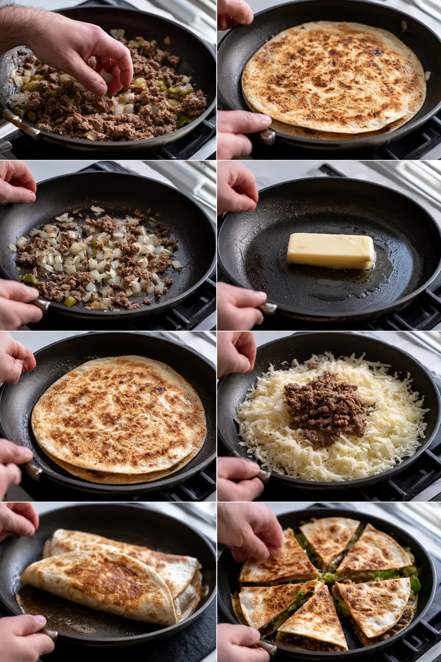 Cheesy Ground Beef Quesadillas