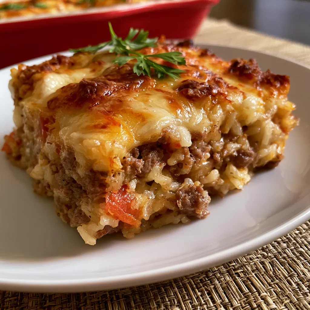 Cheesy Ground Beef and Rice Casserole